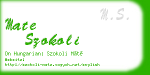 mate szokoli business card